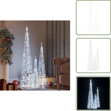 The Living Store Cono de luz LED decorativo acrílico blanco frío 60/90/120 cm - Conos de luz decorativos
