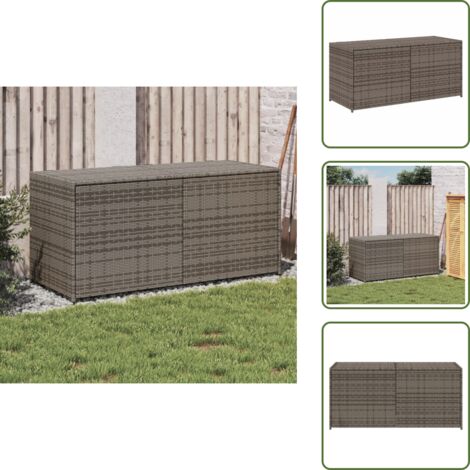 The Living Store Contenitore da Giardino Grigio 283L in Polyrattan - Contenitore in rattan