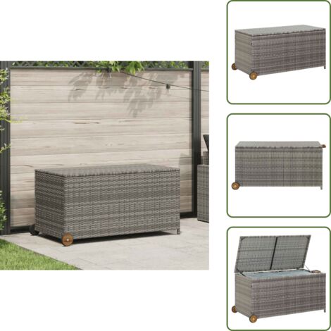 The Living Store Contenitore da Giardino Grigio Chiaro 120x65x61 cm Polyrattan - Contenitore per cuscini