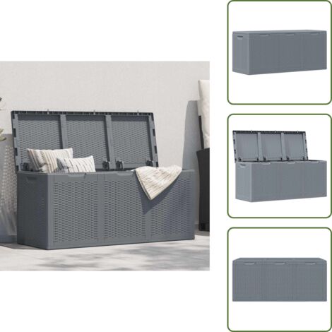 The Living Store Contenitore da Giardino Grigio in Rattan PP 270 L - Contenitore in rattan