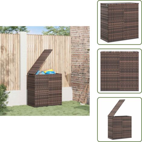 The Living Store Contenitore da Giardino in Rattan PE 100x49x103,5 cm Marrone - Contenitore da giardino