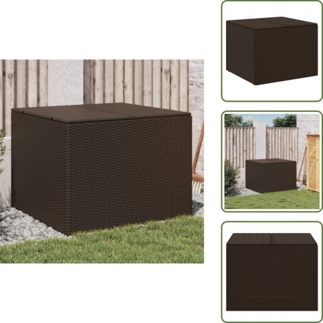 The Living Store Contenitore da Giardino Marrone 291L in Polyrattan - Contenitore da esterno