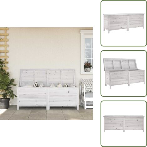 The Living Store Contenitore Giardino Bianco 150x50x56,5 cm Legno Massello Abete - Contenitore in legno