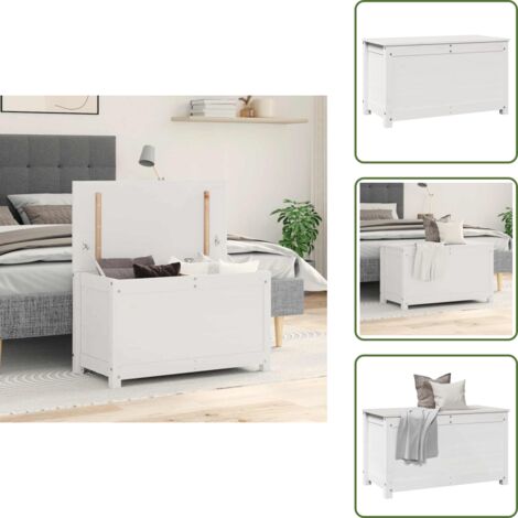 The Living Store Contenitore Portaoggetti Bianco 80x40x45,5cm Massello di Pino - Organizzazione domestica