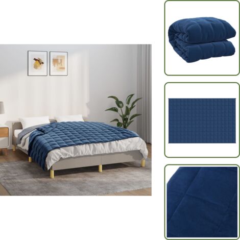 The Living Store Coperta Ponderata Blu 135x200 cm 10 kg Tessuto - Sonno