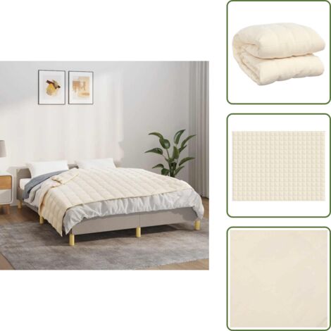 The Living Store Coperta Ponderata Crema Chiaro 150x200 cm 11 kg Tessuto - Coperta per dormire