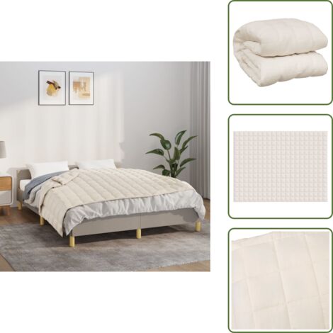 The Living Store Coperta Ponderata Crema Chiaro 152x203 cm 7 kg Tessuto - Sonno notturno