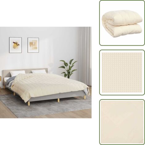The Living Store Coperta Ponderata Crema Chiaro 200x200 cm 13 kg Tessuto - Coperta per dormire