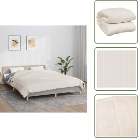 The Living Store Coperta Ponderata Crema Chiaro 220x235 cm 11 kg Tessuto - Coperta per dormire