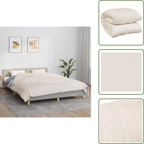 The Living Store Coperta Ponderata Crema Chiaro 220x235 cm 15 kg Tessuto - Coperta per dormire