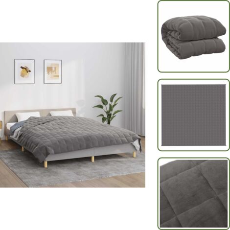 The Living Store Coperta Ponderata Grigia 220x235 cm 11 kg Tessuto - Coperta per dormire