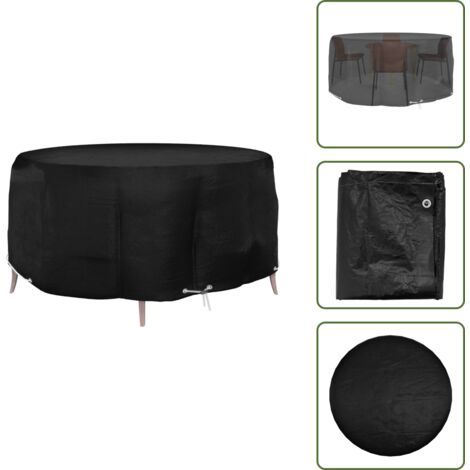The Living Store Copertura Mobili da Giardino con 10 Occhielli Ø260x90cm Rotonda - Protezione per mobili da esterno