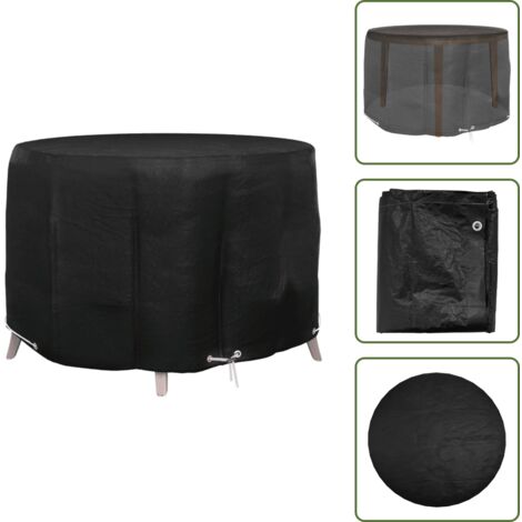 The Living Store Copertura Mobili da Giardino con 6 Occhielli Ø125x75 cm Rotonda - Protezione per mobili da esterno