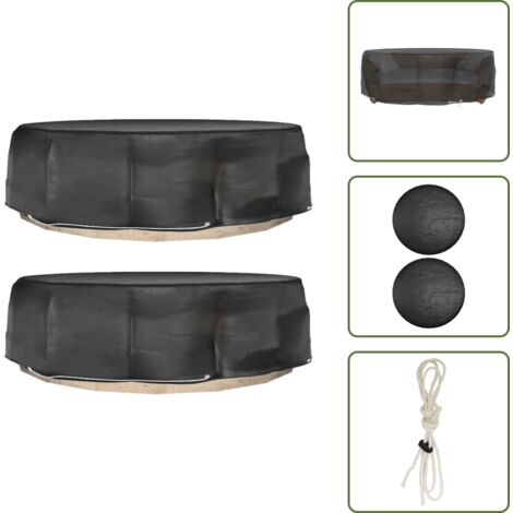 The Living Store Coperture Divani Isola 2pz con 8 Occhielli Ø188x50 cm Rotonde - Copertura per mobili da giardino