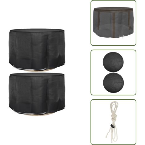 The Living Store Coperture Mobili da Giardino 2pz 6 Occhielli Ø125x75 cm Rotonde - Protezione per mobili da esterno