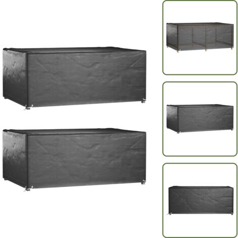 The Living Store Copri Mobili Giardino 2pz 8 Occhielli 180x122x75cm Rettangolare - Protezione per mobili da esterno