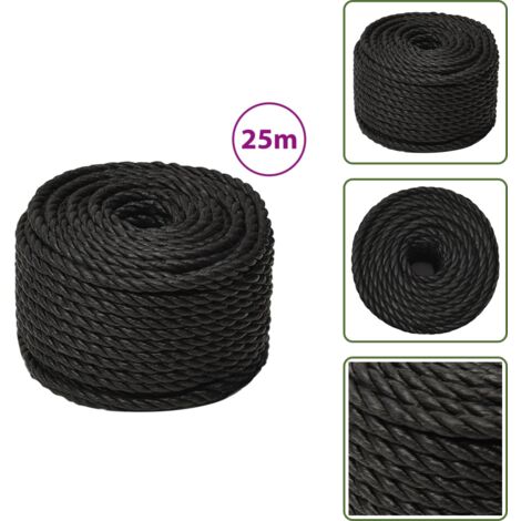 The Living Store Corda da Lavoro Nera 10 mm 25 m in Polipropilene - Corda in polipropilene