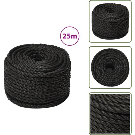 The Living Store Corda da Lavoro Nera 12 mm 25 m in Polipropilene - Corda in polipropilene