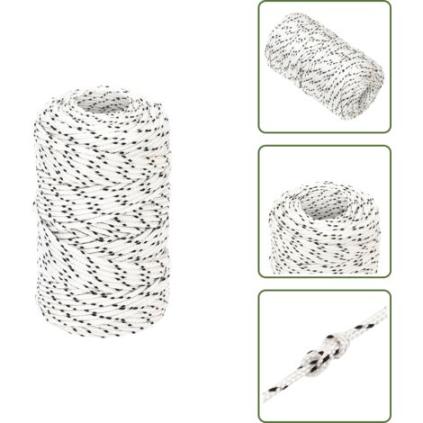 The Living Store Corda Intrecciata per Barca Bianca 2mm x 100m Poliestere - Corda da mare