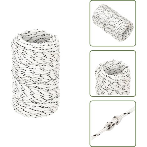 The Living Store Corda Intrecciata per Barca Bianca 2mm x 50m Poliestere - Corda per barca