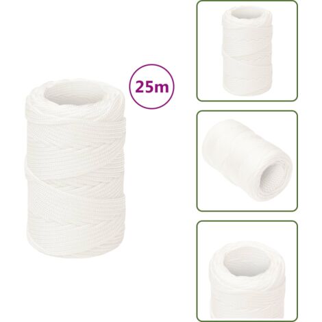 The Living Store Corda per barca Completamente Bianca 2 mm 25 m in Polipropilene - Corda in polipropilene