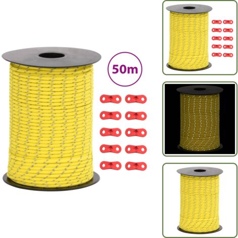 The Living Store Corda Tenda con Strisce Riflettenti e Chiavi 50 m 3 mm - Corda tenda
