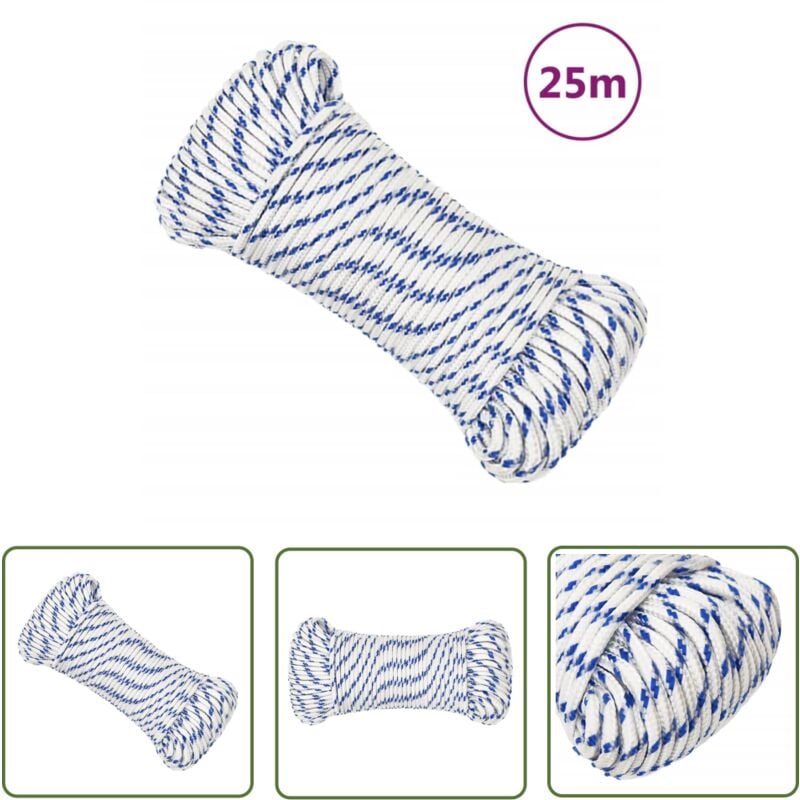Corde de bateau Blanc 3 mm 25 m Polypropylène - Corde De Bateau - Corde Marine - Polypropylène - Corde Tressée - Amarrage - The Living Store