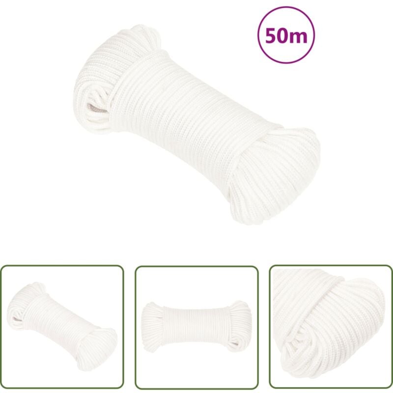 Corde de bateau Blanc complet 5 mm 50 m Polypropylène - Corde De Bateau - Corde Nautique - Polypropylène - Amarrage - Gréement - The Living Store