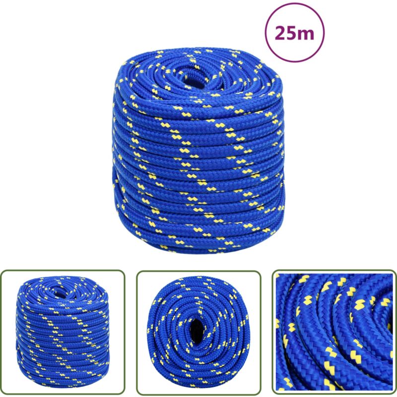 Corde de bateau Bleu 18 mm 25 m Polypropylène - Corde De Bateau - Corde Marine - Polypropylène - Corde Tressée - Amarrage - The Living Store