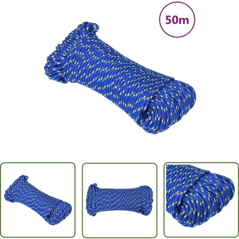 Corde de bateau Bleu 4 mm 50 m Polypropylène - Corde De Bateau - Corde Polypropylene - Corde Marine - Amarrage - Voilier - The Living Store