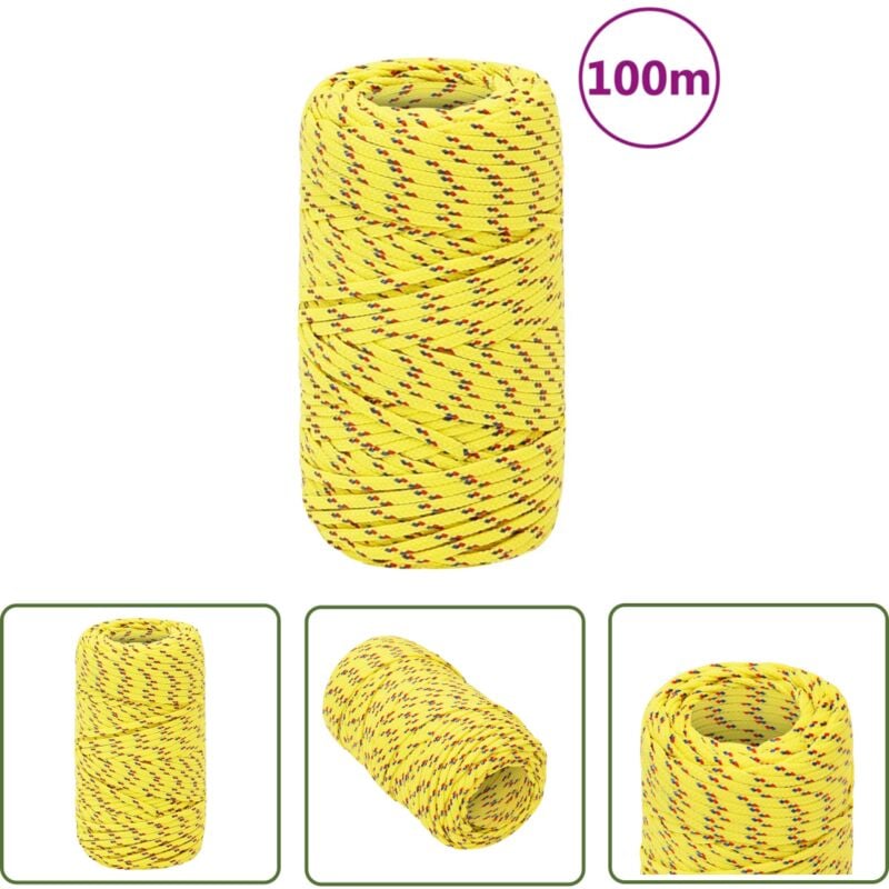 Corde de bateau Jaune 2 mm 100 m Polypropylène - Corde De Bateau - Corde Nautique - Polypropylène - Amarrage - Voilier - The Living Store