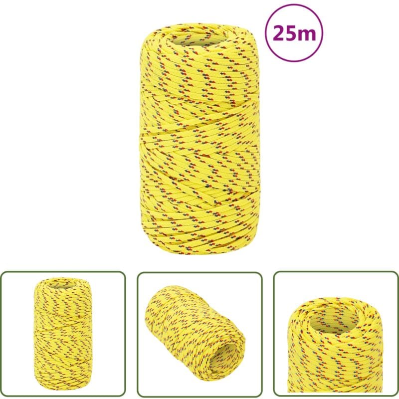Corde de bateau Jaune 2 mm 25 m Polypropylène - Corde De Bateau - Corde Polypropylene - Corde Marine - Amarrage - Voilier - The Living Store