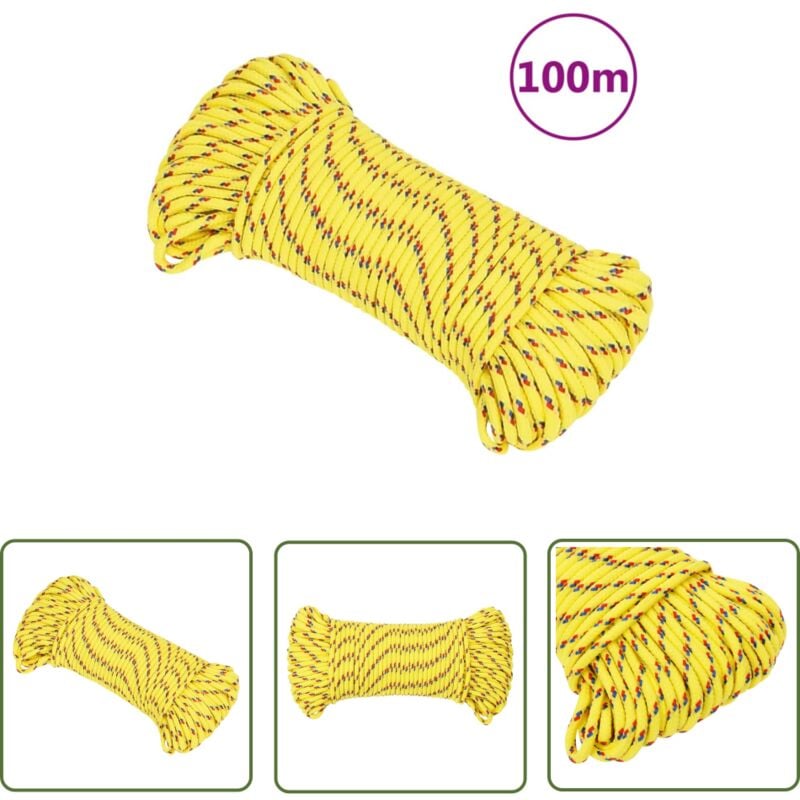 Corde de bateau Jaune 4 mm 100 m Polypropylène - Corde De Bateau - Corde Nautique - Polypropylène - Amarrage - Gréement - The Living Store