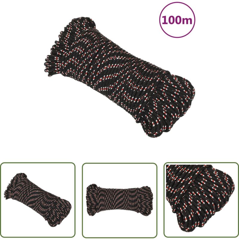 Corde de bateau Noir 5 mm 100 m Polypropylène - Corde De Bateau - Corde Nautique - Corde Polypropylene - Corde Tressée - Amarrage - The Living Store