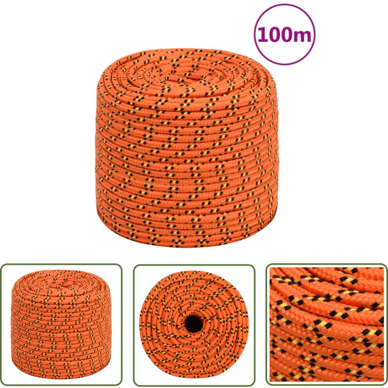 Corde de bateau Orange 6 mm 100 m Polypropylène - Corde De Bateau - Corde Polypropylene - Corde Nautique - Amarrage - Voilier - The Living Store