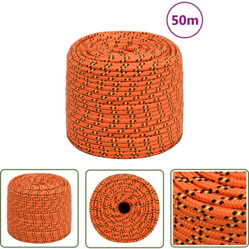 Corde de bateau Orange 8 mm 50 m Polypropylène - Corde De Bateau - Corde Marine - Polypropylène - Corde Tressée - Amarrage - The Living Store