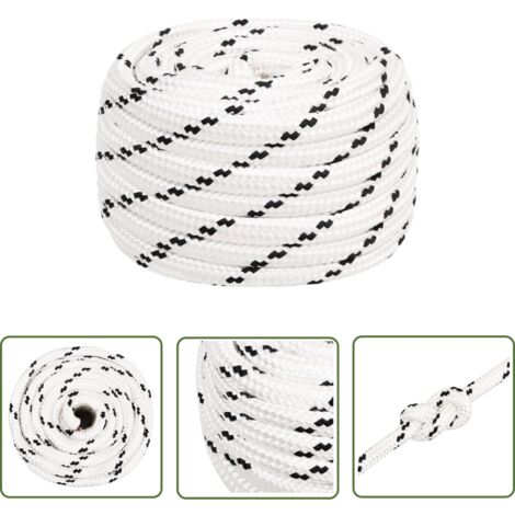 The Living Store Corde de bateau tressé Blanc 20 mmx50 m Polyester - Corde Marine - Corde Polyester - Corde Tressée - Ligne De Gréement - Écoute Principale