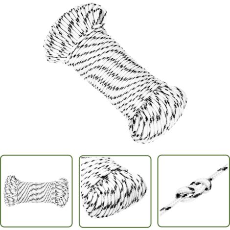 The Living Store Corde de bateau tressé Blanc 3 mmx500 m Polyester - Corde Marine - Corde Polyester - Corde Tressée - Ligne De Gréement - Écoute Principale