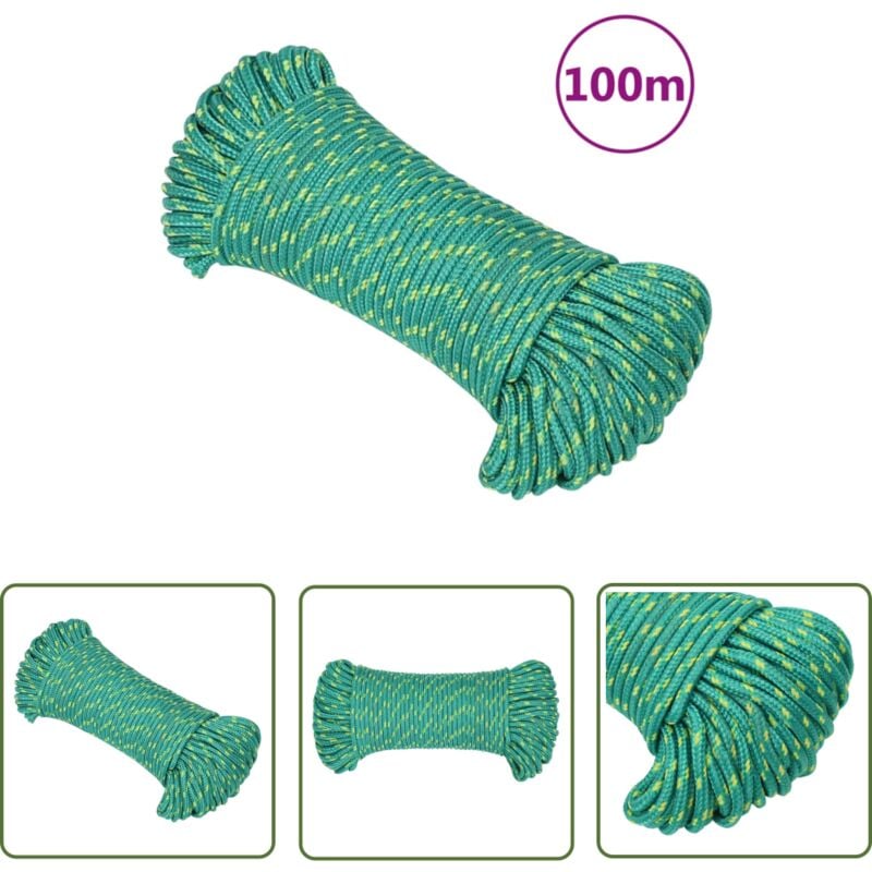 Corde de bateau Vert 3 mm 100 m Polypropylène - Corde De Bateau - Corde Marine - Polypropylène - Corde Tressée - Amarre - The Living Store