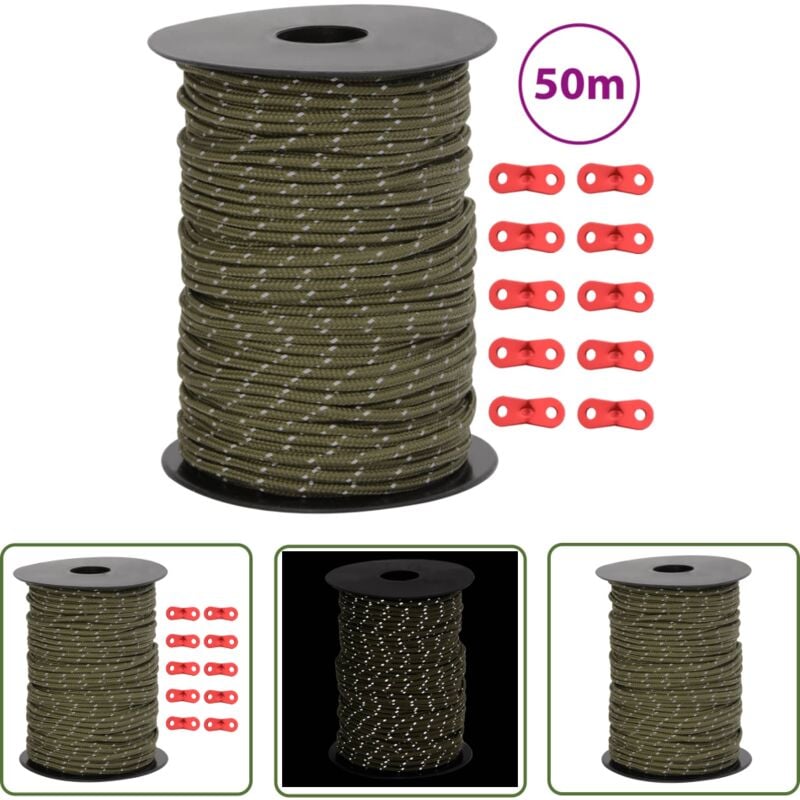 Corde de haubanage de tente avec bandes réfléchissantes et clés - Corde De Tente - Corde De Haubanage - Accessoires De Camping - Matériel De Camping