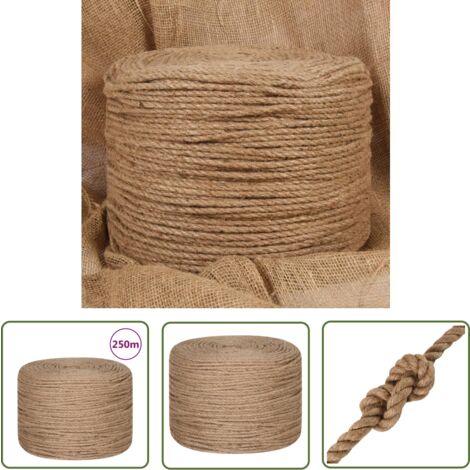 The Living Store Corde de jute 250 m de long 8 mm d'épaisseur - Corde En Jute - Ficelle En Jute - Cordon En Jute - Fibre Naturelle - Artisanat