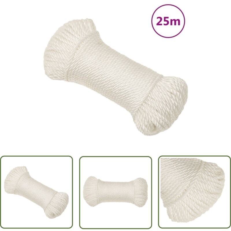 Corde de travail Blanc 8 mm 25 m polypropylène - Corde De Travail - Corde En Polypropylène - Corde Blanche - Corde Épaisse - Corde Résistante - The