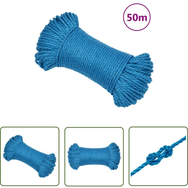 Corde de travail bleu 3 mm 50 m polypropylène - Corde De Travail - Corde Bleue - Corde Polypropylène - Corde Robuste - Corde Résistante - The Living