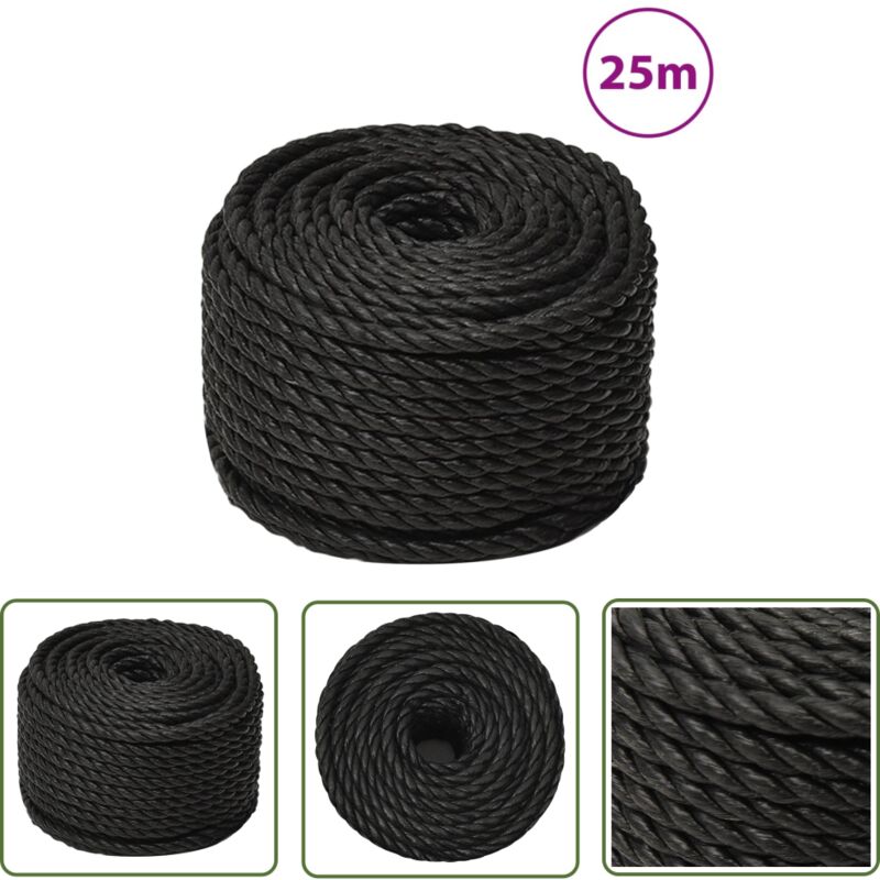 Corde de travail Noir 14 mm 25 m polypropylène - Corde De Travail - Corde Noire - Corde En Polypropylène - Corde Robuste - Corde Résistant Aux Uv