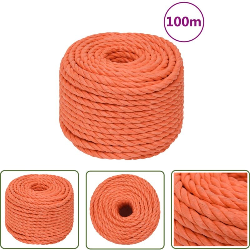 Corde de travail Orange 24 mm 100 m Polypropylène - Corde De Travail - Corde Torsadée - Corde En Polypropylène - Corde Orange - Corde Robuste - The