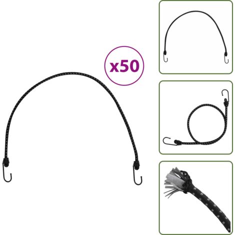 The Living Store Corde Elastiche con Strisce Riflettenti e Ganci 50 pz 88 cm - Corda elastica con strisce riflettenti