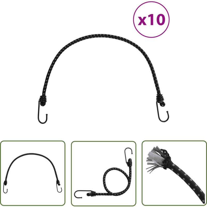 Cordes élastiques avec bandes réfléchissantes et crochets 10pcs - Cords Elastiques - Cordage Elastique - Accessoires Camping - Fixation Tente
