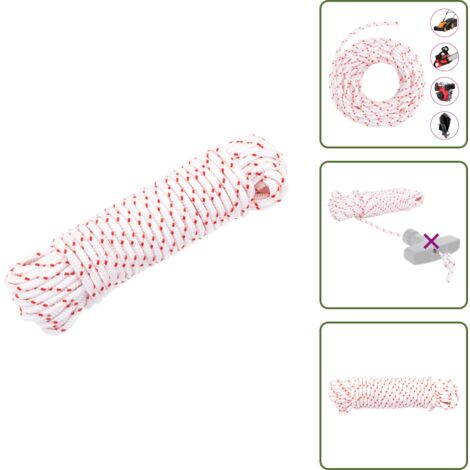 The Living Store Cordón de arranque nailon blanco y rojo Ø4 mm 10 m - Cuerda de arranque