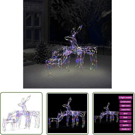 The Living Store Cordon lumineux de Noël 3 pcs Rennes 229 LED - Guirlande Lumineuse Noel - Decoration Noel Exterieur - Luminaire Noel - Decorattion Sapin - Illumination Noel