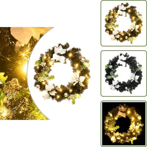 The Living Store Corona de Navidad con luces LED verde 60 cm PVC - Luces LED